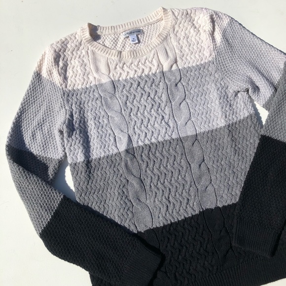 Croft & Barrow Color Block Cable Knit Sweater M - Picture 2 of 7